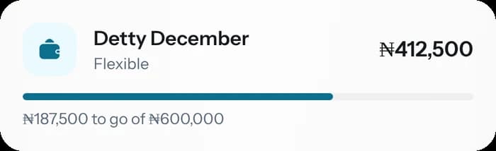 Savings goal for Detty December