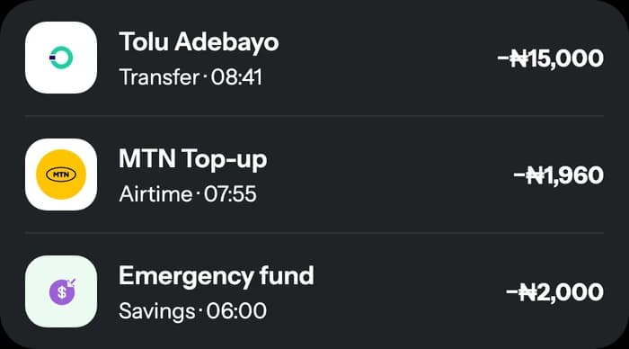 Recent transactions